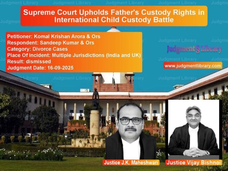 Supreme Court Upholds Father's Custody Rights in International Child Custody Battle image for SC Judgment dated 16-09-2025 in the case of Komal Krishan Arora & Ors vs Sandeep Kumar & Ors