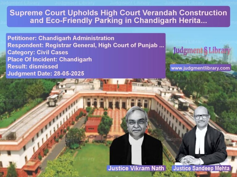Supreme Court Upholds High Court Verandah Construction and Eco-Friendly Parking in Chandigarh Heritage Dispute image for SC Judgment dated 28-05-2025 in the case of Chandigarh Administration vs Registrar General, High Court