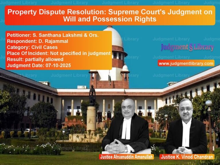 Property Dispute Resolution: Supreme Court's Judgment on Will and Possession Rights image for SC Judgment dated 07-10-2025 in the case of S. Santhana Lakshmi & Ors. vs D. Rajammal
