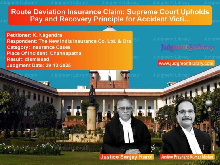 Route Deviation Insurance Claim: Supreme Court Upholds Pay and Recovery Principle for Accident Victims image for SC Judgment dated 29-10-2025 in the case of K. Nagendra vs The New India Insurance Co. Lt