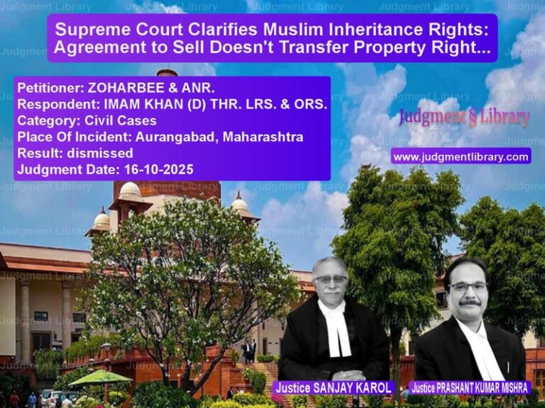 Supreme Court Clarifies Muslim Inheritance Rights: Agreement to Sell Doesn't Transfer Property Rights image for SC Judgment dated 16-10-2025 in the case of ZOHARBEE & ANR. vs IMAM KHAN (D) THR. LRS. & ORS.