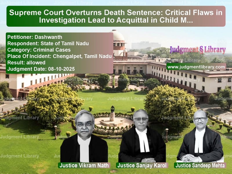 Supreme Court Overturns Death Sentence: Critical Flaws in Investigation Lead to Acquittal in Child Murder Case image for SC Judgment dated 08-10-2025 in the case of Dashwanth vs State of Tamil Nadu
