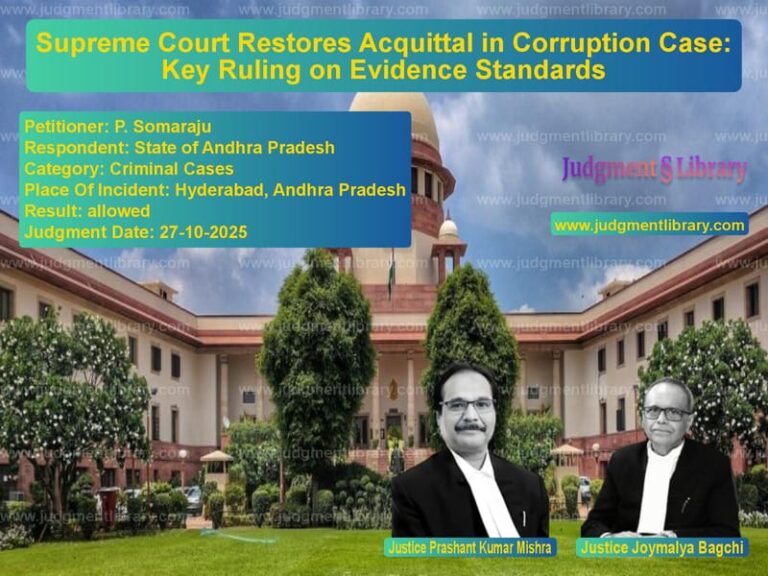 Supreme Court Restores Acquittal in Corruption Case: Key Ruling on Evidence Standards image for SC Judgment dated 27-10-2025 in the case of P. Somaraju vs State of Andhra Pradesh