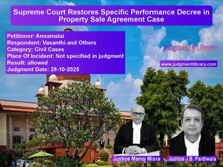 Supreme Court Restores Specific Performance Decree in Property Sale Agreement Case image for SC Judgment dated 28-10-2025 in the case of Annamalai vs Vasanthi and Others